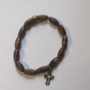 CFC Gold and‎ Brown Elegant Bracelet With Cross Charm